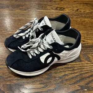 CHANEL Black and White Sneakers